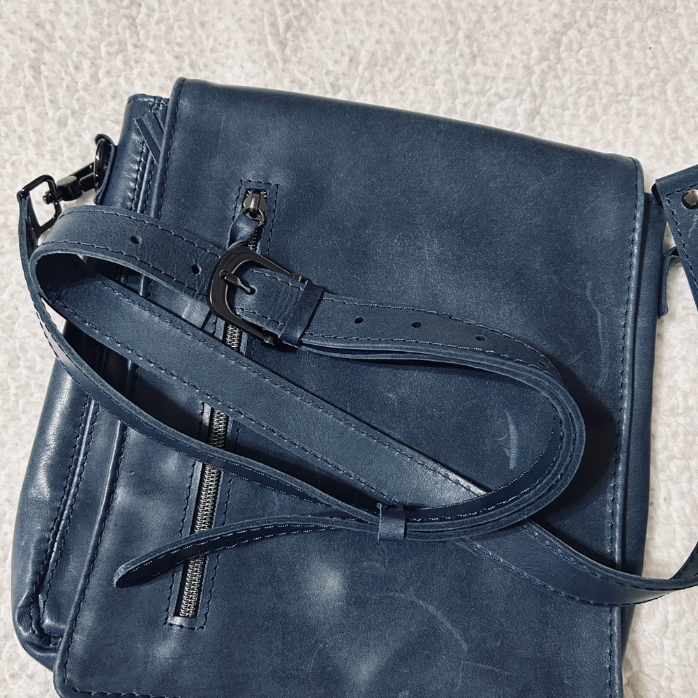 Blue Vegan Leather Crossbody Bag - Picture 9 of 13